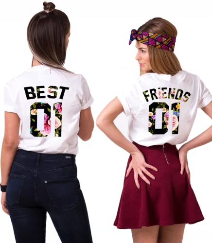Best Friends T-Shirts für 2 Mädchen 1 Stück Sister T Shirt für Zwei Damen Beste Freunde Tshirts Freundin BFF Geschenke von Tom's Couples Shop