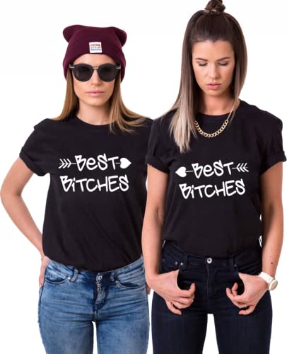 Best Friends T-Shirts für Zwei Mädchen 1 Stück Best Bitches Sister T Shirt für 2 Beste Freunde Tshirts Freundin Freundschafts BFF Geschenke von Tom's Couples Shop