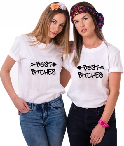 Best Friends T-Shirts für Zwei Mädchen 1 Stück Best Bitches Sister T Shirt für 2 Beste Freunde Tshirts Freundin Freundschafts BFF Geschenke von Tom's Couples Shop