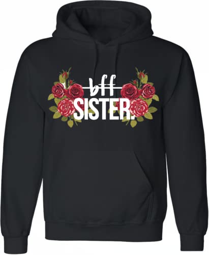 Tom's Couples Shop Best Friends Pullover für Zwei Mädchen 1 Stück BFF Pullover Beste Freunde Hoodie für 2 Sister Freundin Schwester Damen Pulli Geschenke (1 Stück - Rot Rose - Schwarz Hoodie, S) von Tom's Couples Shop