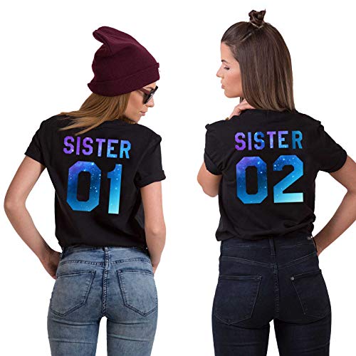 Tom's Couples Shop Best Friends T-Shirts für 2 Mädchen 1 Stück Sister BFF T Shirt für Zwei Beste Freunde Tshirts Freundin Geschenke von Tom's Couples Shop