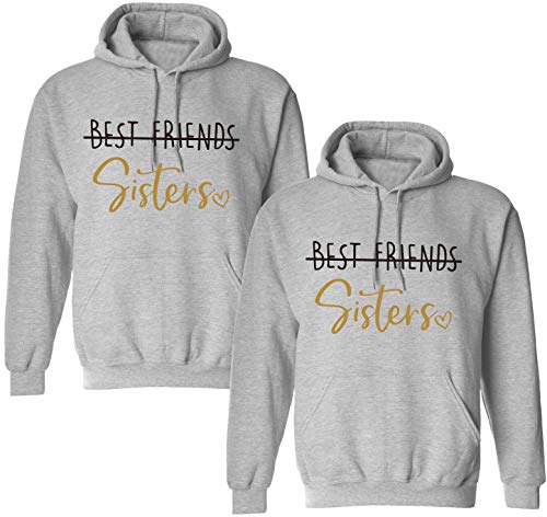 Tom's Couples Shop Sister Pullover für Zwei Mädchen 1 Stück Best Friends Pullover für 2 Sisters Schwester Beste Freunde Hoodie Freundinnen Freundschafts Pulli BFF Geschenke (1 Stück - Grau, M) von Tom's Couples Shop