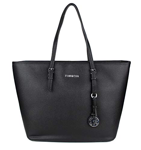 Shopper Tasche Handtasche Schwarz Tom & Eva Schultertasche Neu (Schwarz (silber- farbige Details)) von Tom & Eva