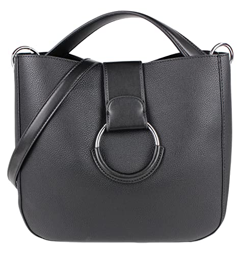 Tom & Eva Damen Shopper Tasche - Beuteltasche mit Herausnehmbarer Innentasche, Kunstleder Handtasche, Schwarz von Tom & Eva