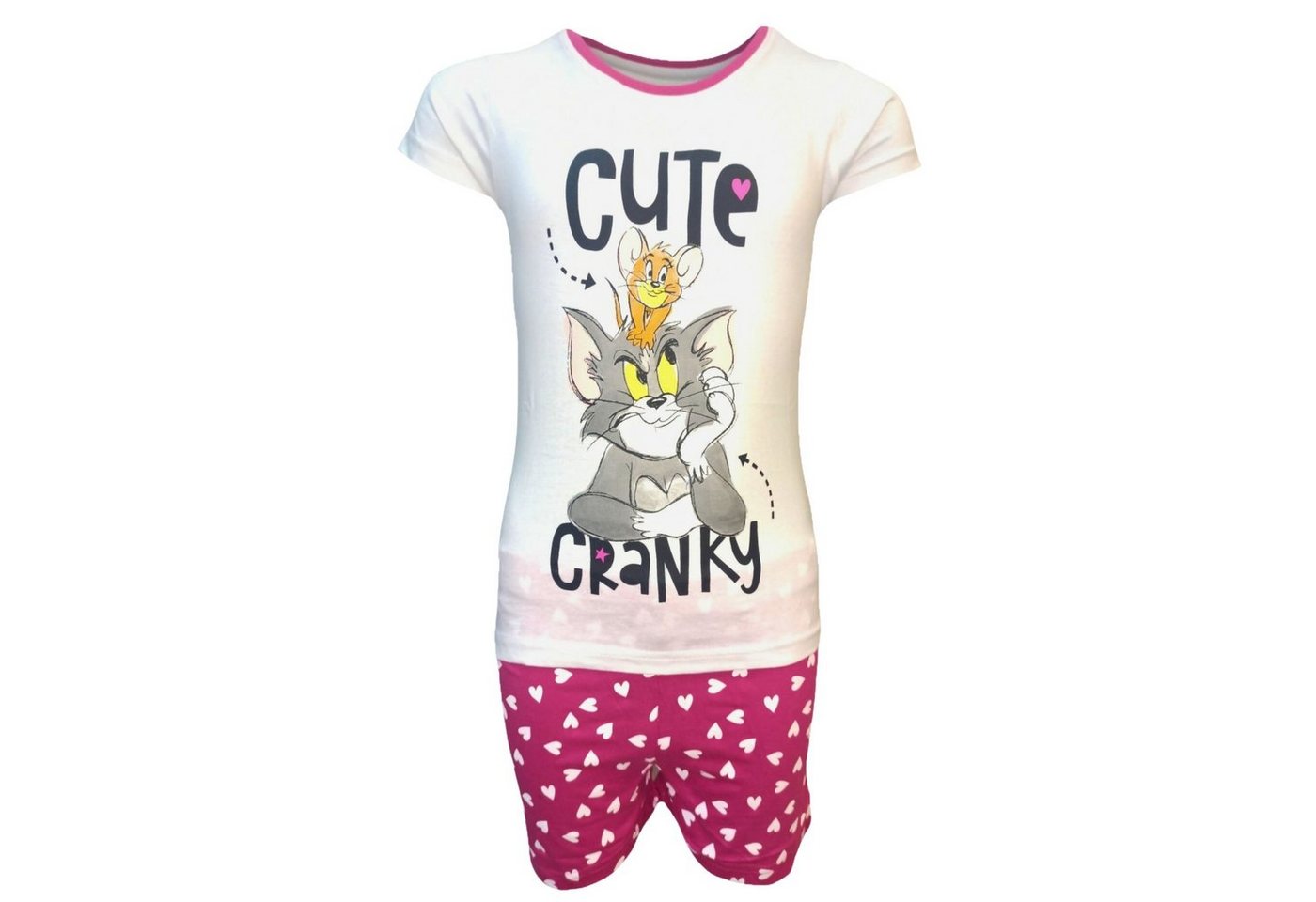 Tom & Jerry Schlafanzug cute cranky (2 tlg) Pyjama Set kurz - Mädchen Shorty aus Baumwolle Gr. 98-128 cm von Tom & Jerry