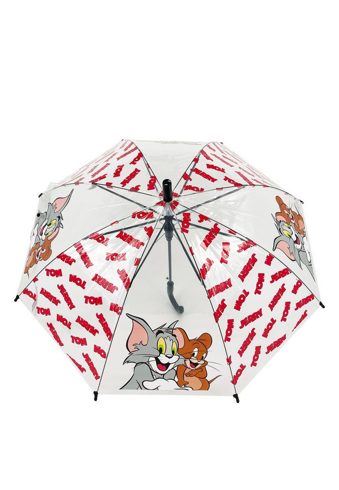 Tom & Jerry Stockregenschirm Kinder Automatik-Regenschirm weiß rot 82 cm, windfest von Tom & Jerry