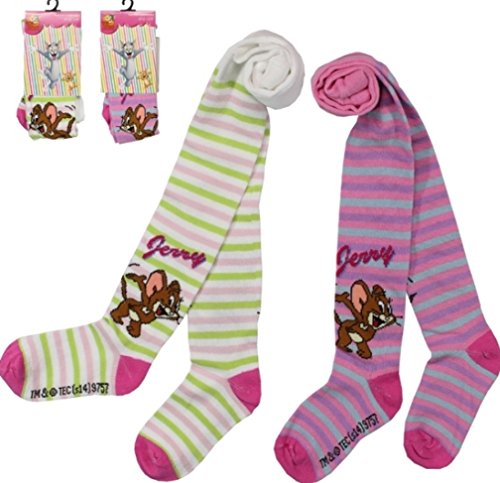 Tom & Jerry Strumpfhosen 2-er Pack Katze Maus Mädchen gestreift girl tights (92/98) von Tom & Jerry