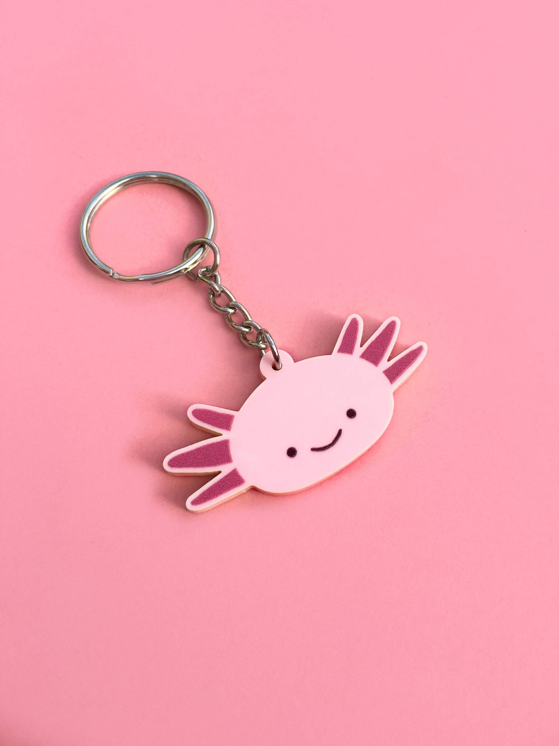 Axolotl Schlüsselanhänger - Rosa Tier Schlüsselanhänger, Salamander, Geschenk Für Kinder, Kleines Kinder-Accessoire, Lustiges Einzigartiges von TomHardwickDraws