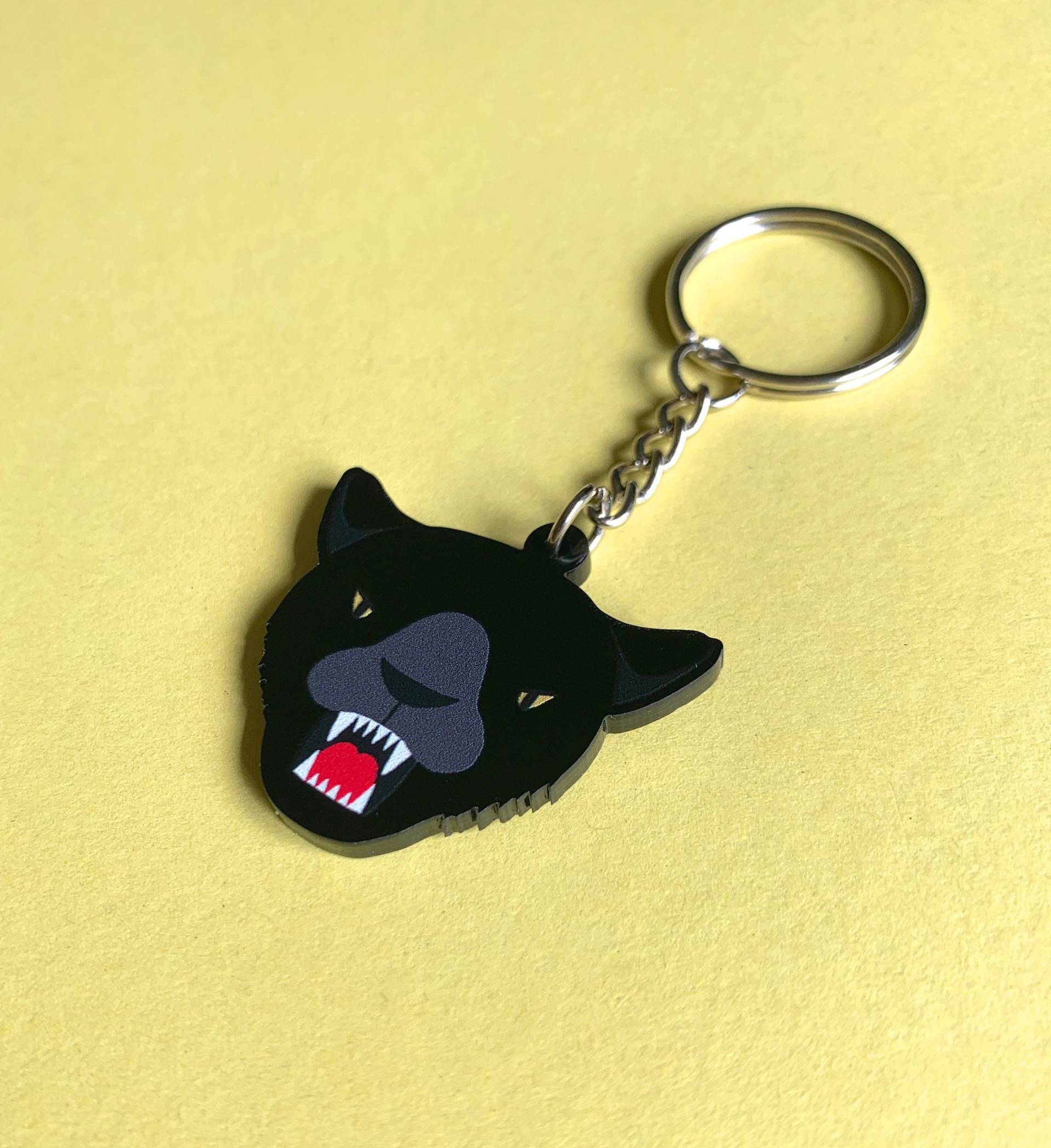 Schwarzer Panther Schlüsselanhänger - Schwarzes Tier Keychain, Lustiges Dschungeltier, Geschenk Für Kinder, Accessoire Kleine Zootier von TomHardwickDraws