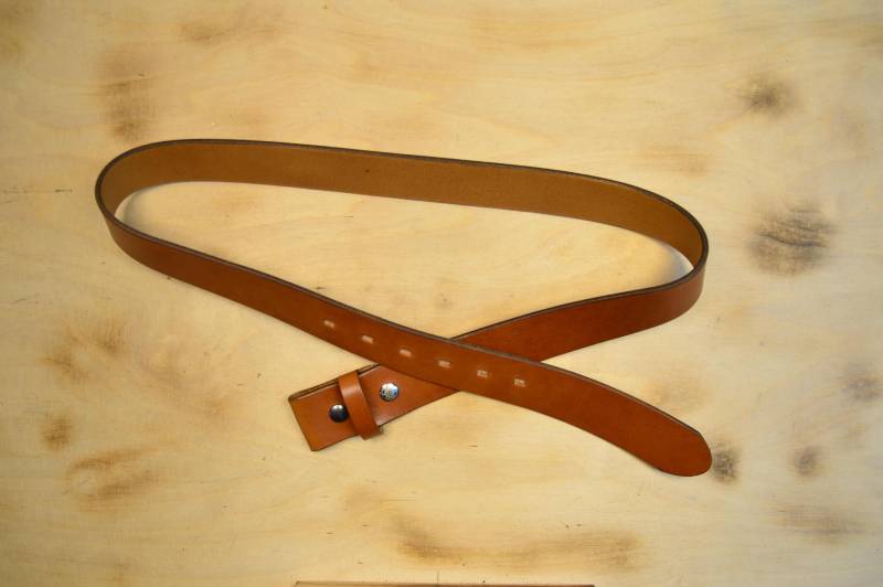 Gürtel/Gürtelband Hellbraun Aus Leder Mit Druckknöpfen Ohne Schnalle 4cm Breit von TomSanderShop