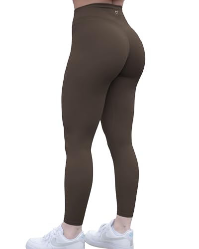 TomTiger Damen-Yogahose, 7/8, hohe Taille, Workout, Yoga-Leggings für Frauen, Po-Heben, Bauchkontrolle, Booty Strumpfhosen, Taupe, X-Groß von TomTiger