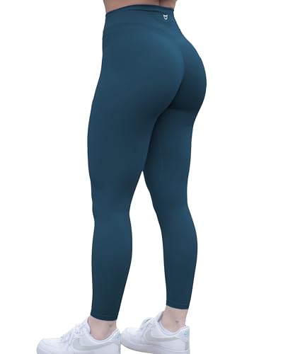 TomTiger Damen-Yogahose, 7/8, hohe Taille, Workout, Yoga-Leggings für Frauen, Po-Heben, Bauchkontrolle, Booty Strumpfhosen, grün_dunkel, M von TomTiger