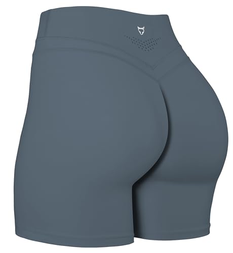 TomTiger Yoga-Shorts für Damen, Bauchkontrolle, hohe Taille, Biker-Shorts, Übung, Workout, Po-Heben, Strumpfhose, kurze Hose für Damen, Eukalyptus Grün, Klein von TomTiger