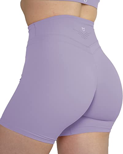 TomTiger Yoga-Shorts für Frauen, Bauchkontrolle, hohe Taille, Bikershorts, Übung, Workout, Po, Lifting Strumpfhose, kurze Hose, Lavendel, Mittel von TomTiger