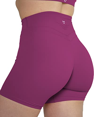 TomTiger Yoga-Shorts für Frauen, Bauchkontrolle, hohe Taille, Bikershorts, Übung, Workout, Po, Lifting Strumpfhose, kurze Hose, Magenta / Violett, X-Klein von TomTiger