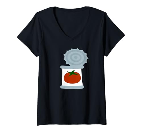 Damen Tomaten in der Dose T-Shirt mit V-Ausschnitt von Tomate Enlatado Sonia Pascual Illustrations