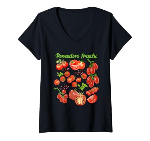 Damen Pomodori Freschi Tomato Fruit Garden Cottagecore Vegan Damen T-Shirt mit V-Ausschnitt von Tomato Cottagecore Botanical Vegan Garden Tee