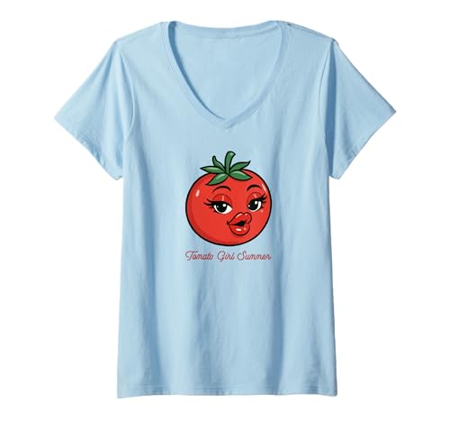 Damen Tomato Girl Summer Flirty Tomato Girl Coastal Aesthetic T-Shirt mit V-Ausschnitt Damen Tomato Girl Summer Flirty Tomato Girl Coastal Aesthetic T-Shirt mit V-Ausschnitt von Tomato Girl Summer by NLTS