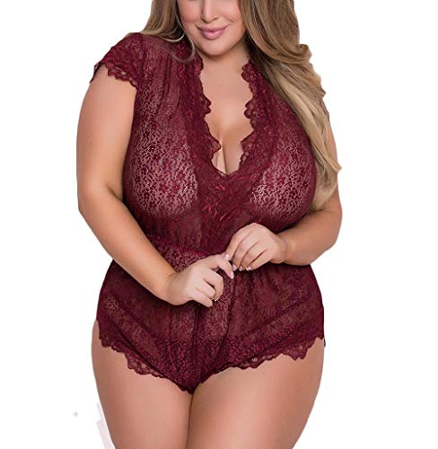 Tomatoa Dessous Damen Bodysuit Spitze Body Babydoll Negligees Dessous Grogen Plus Size Strampler Dessous Nachtwache von Tomatoa