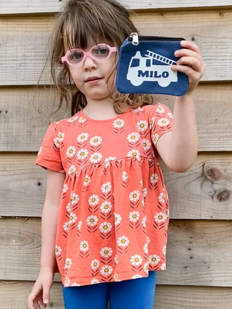 Personalisierte Kinder Geldbörse Feuerwehrauto Jungen Mittagessen Tasche Geld Zip Münze Brieftasche Geschenk Geburtstag Zurück in Der Schule von TombellaDesigns