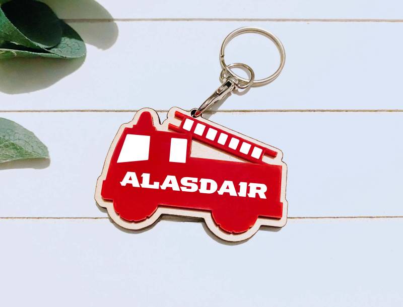 Personalisierte Feuerwehrauto Kinder Schlüsselanhänger Zurück Zu Schulgeschenk von TombellaDesigns