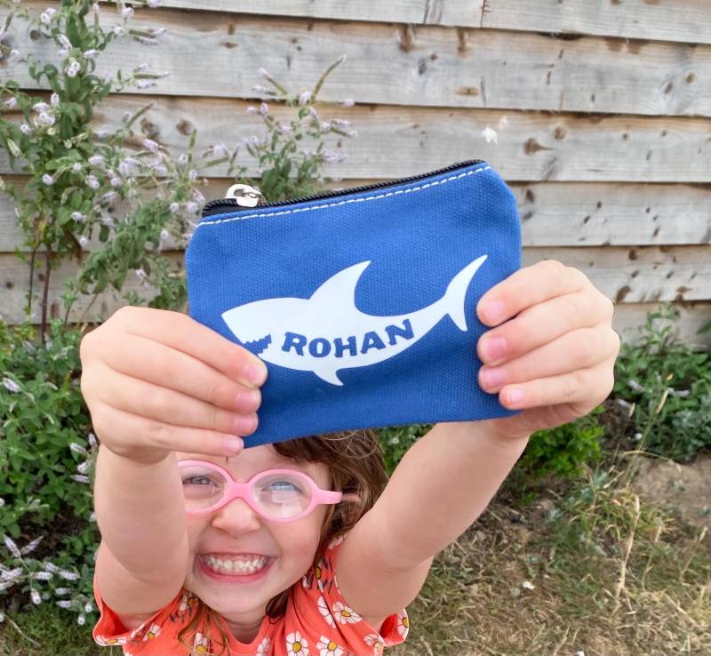 Personalisierte Kinder Geldbörse Hai Jungen Lunch Pocket Urlaub Geld Münze Brieftasche Kindergeburtstag Geschenk von TombellaDesigns