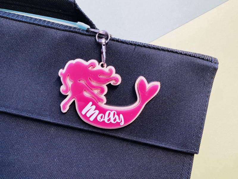 Personalisierte Meerjungfrau Kinder Schlüsselring Büchertasche Back To School Geschenk von TombellaDesigns