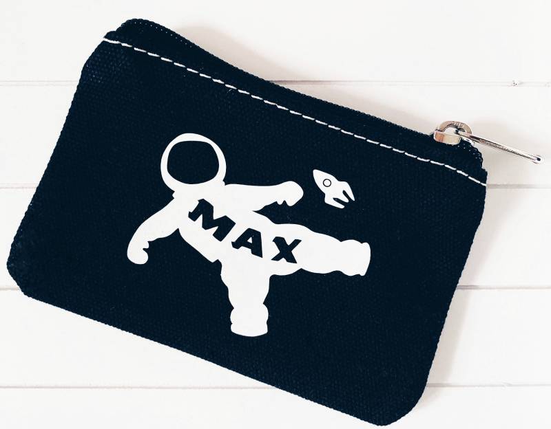 Personalisierte Kinder Geldbörse Astronaut Jungen Mittagessen Urlaub Tasche Geld Zip Münze Brieftasche Geschenk Geburtstag Zurück in Der Schule von TombellaDesigns