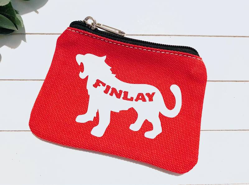 Personalisierte Kinder Geldbörse Tiger Jungen Tasche Mittagessen Geld Zip Münze Brieftasche Geschenk Geburtstagsgeschenk Zurück in Der Schule von TombellaDesigns