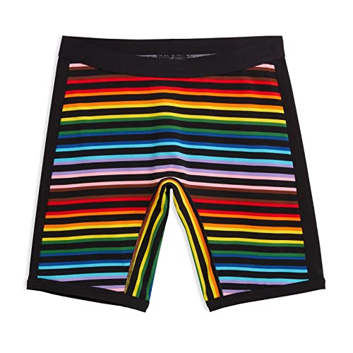 TomboyX 22,9 cm Boxershorts Unterwäsche für Damen, Baumwolle Stretch Bequeme Jungen Shorts Höschen, (XS-6X), Progress Pride Stripes, L von TomboyX