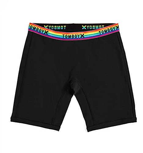 TomboyX 22,9 cm Boxershorts Unterwäsche für Damen, Baumwolle Stretch Bequeme Jungen Shorts Höschen, (XS-6X), Schwarz Regenbogen, Medium von TomboyX