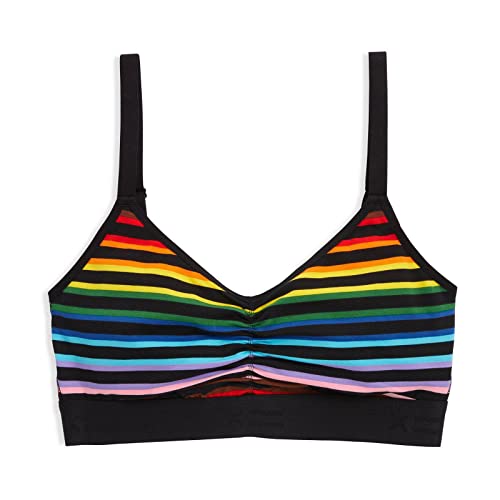 TomboyX Bralette mit V-Ausschnitt, Baumwolle für ganztägigen Komfort, verstellbare Träger und drahtlos (XS-4X), Progress Pride Stripes, X-Small von TomboyX