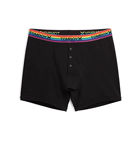 TomboyX FTM Packing Boxershorts mit Eingriff, Baumwollunterwäsche, XS-4X, 15,2 cm, Schwarzer Regenbogen, Small von TomboyX