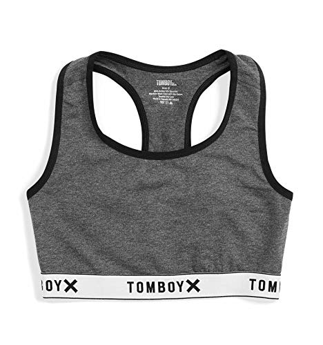 TomboyX Racerback BH, Baumwolle Komfort Bralette für Damen, Kabellos Keine Polsterung Low-Impact, (3XS-6X), Next Gen Charcoal, Large von TomboyX