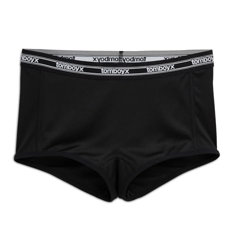 TomboyX Tucking Hiding Boy Shorts Unterwäsche, sichere Kompression für Transgender MTF, Gaff Shaping Panties (XS-4X), Retro Schwarz, S von TomboyX
