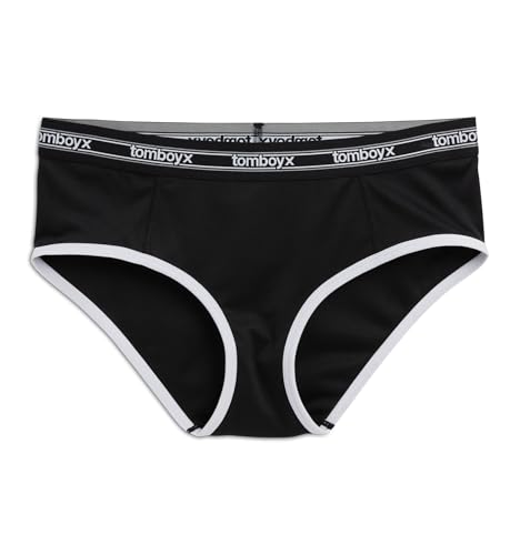 TomboyX Tucking Hiding Hipster Unterwäsche, sichere Kompression für Transgender MTF, Gaff Shaping Panties (XS-4X), Retro Schwarz, L von TomboyX