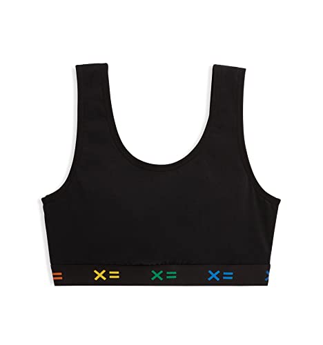 TomboyX Weicher BH, Bralette aus Baumwolle mit U-Ausschnitt für Damen, kabellos, ohne Polsterung, geringe Auswirkung, (XS-5X), Schwarz X = Regenbogen, Large von TomboyX