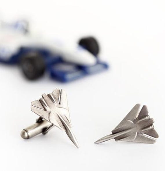 Handgefertigte Manschettenknöpfe Aus Sterlingsilber F14 Kampfflugzeug Luftfahrt Schmuck von TomerM