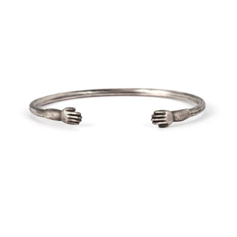 Handmade Sterling Silber Manschette Armband Für Männer Hand Finial Armreif von TomerM