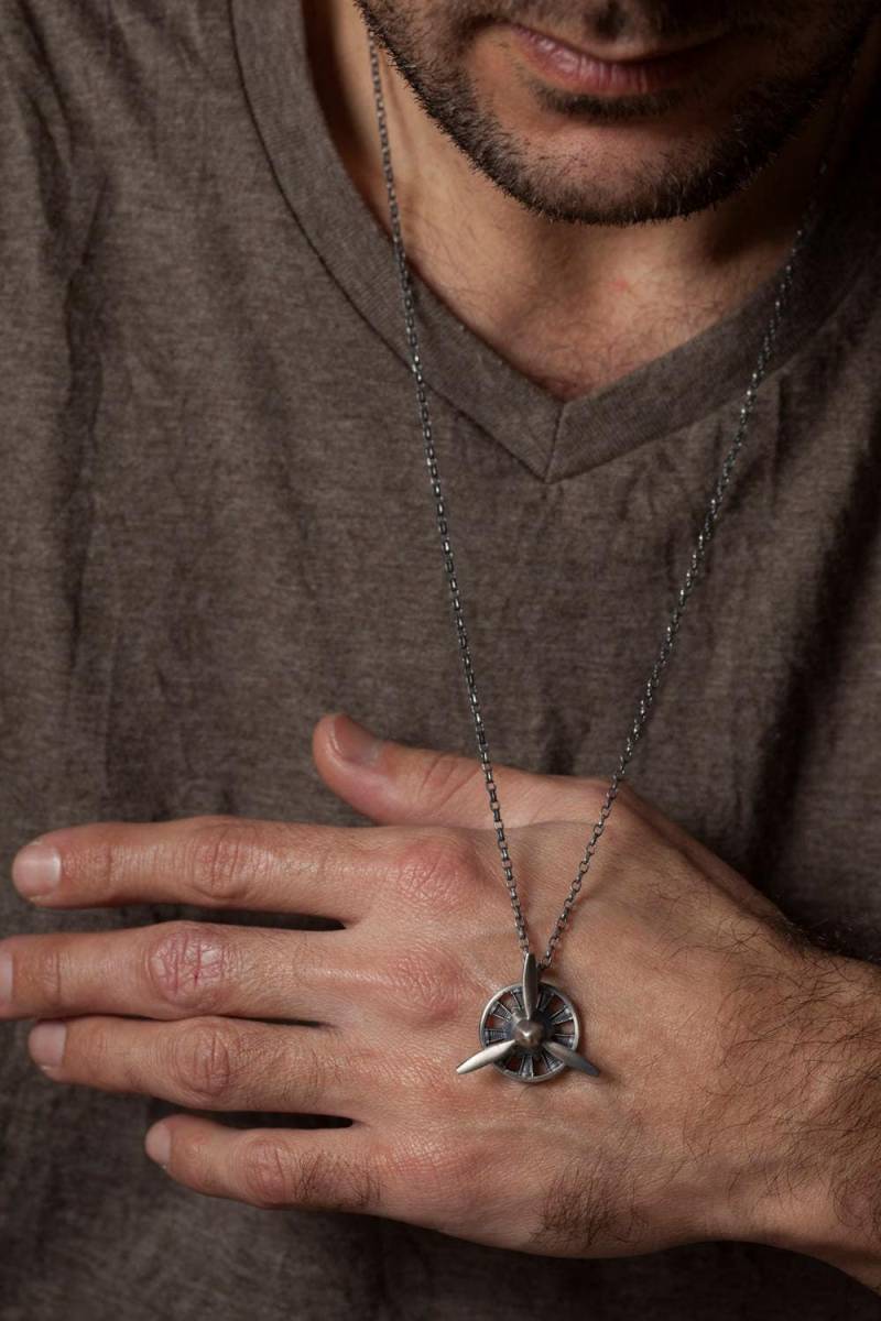 Propeller Halskette Handgemachtes Sterling Silber Pilot Geschenk von TomerM
