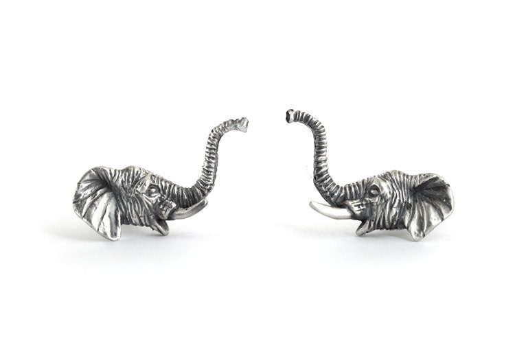 sterling Silber Elefant Manschettenknöpfe Handgemachter Tier Schmuck von TomerM
