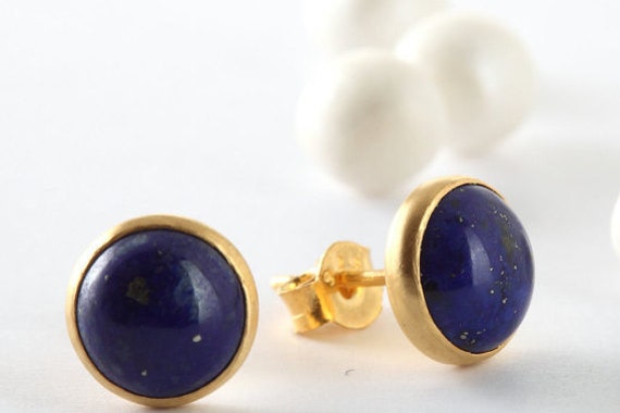 Lapis Ohrstecker, Blaue Ohrringe, Edelstein 8 Mm von TomerMJewelryForHer