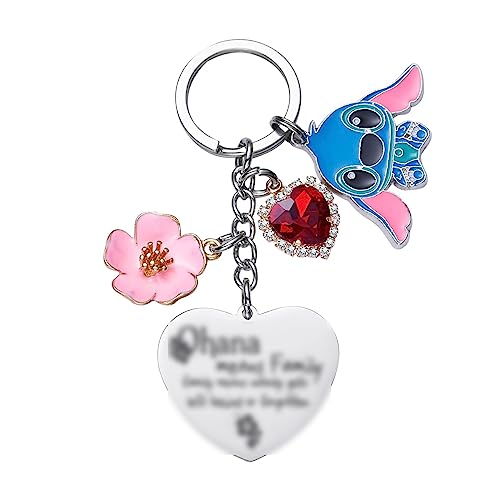 Keychain Karikatur Schlüsselanhänger Gifts Rucksackzubehör Familie Freundschaft Stich Stuff Ornament Schlüsselanhänger Geburtstagsgeschenk Niedlicher Stich Schlüsselanhänger für Freunde, Mädche von Tomicy