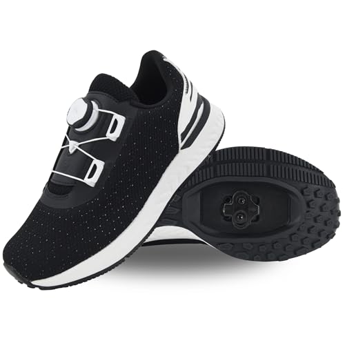 Tommaso Fahrradschuhe für Damen, SPD Capri, Dail-Fit Indoor-Fahrradschuhe mit Zifferblattsystem, vorinstallierte Stollen, begehbar, Zebra-Schwarz, Größe 9US, 40.5 EU von Tommaso