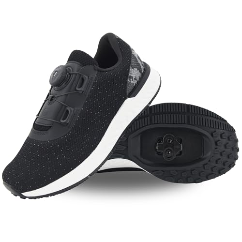 Tommaso Fahrradschuhe für Damen, SPD Capri, tägliche Passform, Indoor-Radschuhe mit Zifferblattsystem, vorinstallierte Stollen, begehbar, Schlangenschwarz – Größe 42 EU von Tommaso