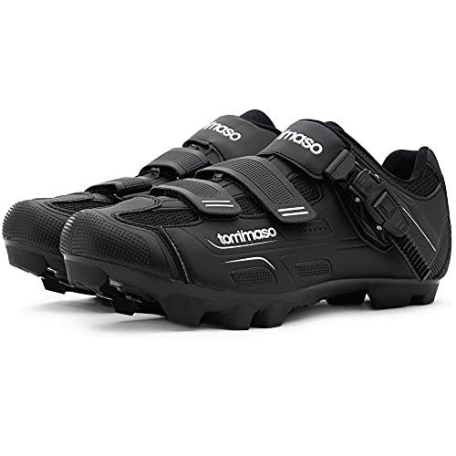 Tommaso Montagna 200 Men's Mountain Bike MTB Spin Cycling Shoe with Buckle Compatible with SPD Cleats Black - 44 von Tommaso