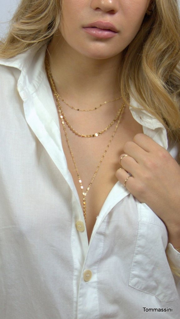 Gold Filled Layered Y-Halskette - Multi Strand Lariat von TommassiniJewelry