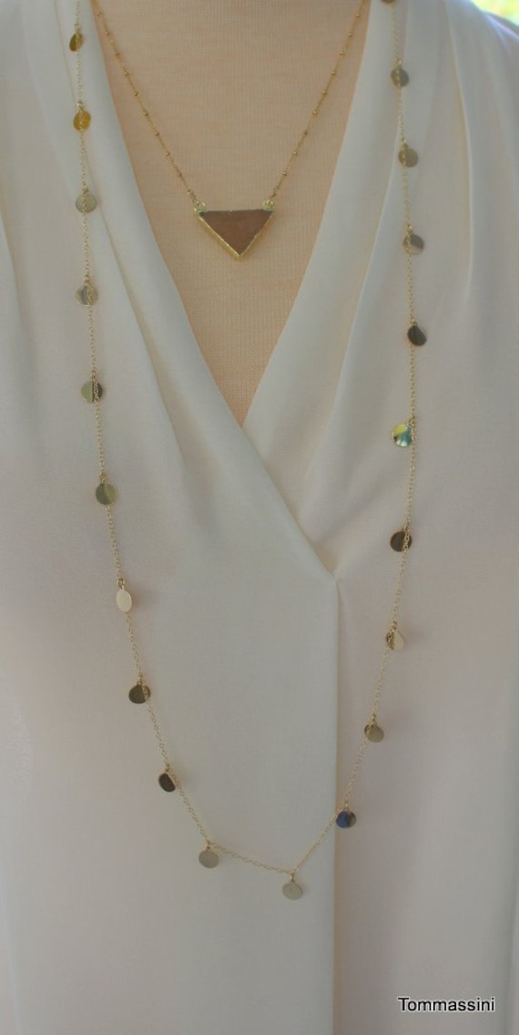 Gold Disc Halskette, Courtney Cox Cougar Town Layering Lange von TommassiniJewelry