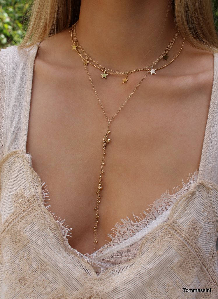 Lange Y-Halskette, Perlen-Y-Halskette, Fransen-Halskette, Zierliche Goldene Lariat-Halskette, Lange Geschichtete Halskette von TommassiniJewelry