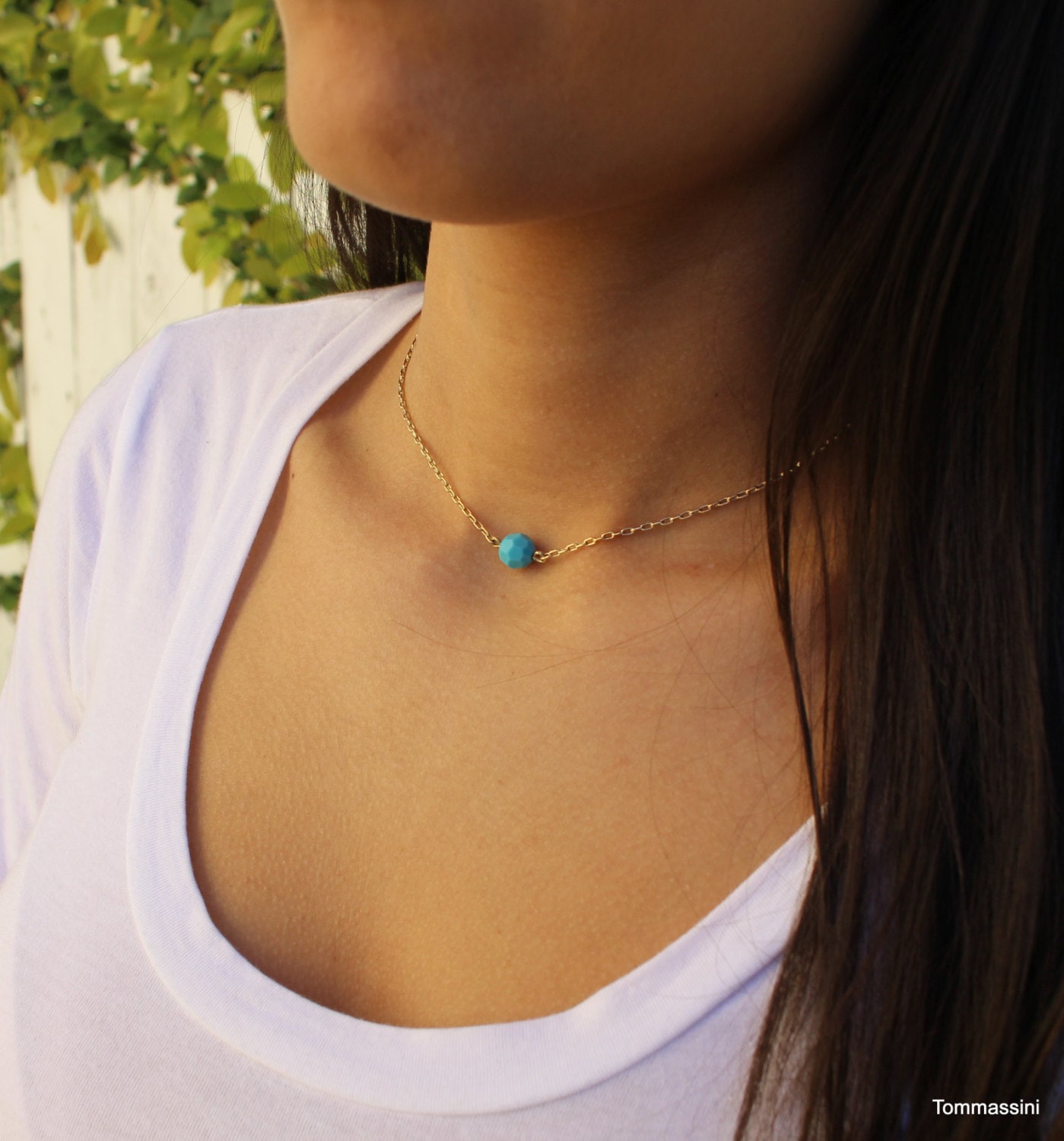 Minimalist Halskette, Zierliche Türkis Halskette von TommassiniJewelry